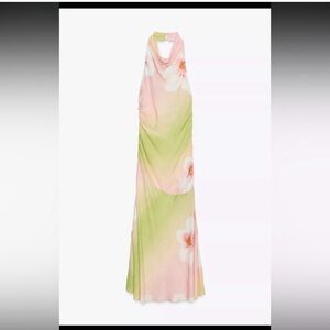 ZARA Floral Halter Maxi Dress